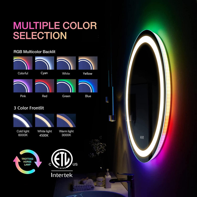 Wrought Studio Cheisa RGB Lighted AntiFog Bathroom / Vanity Mirror with Highdensity 240 LEDs/m